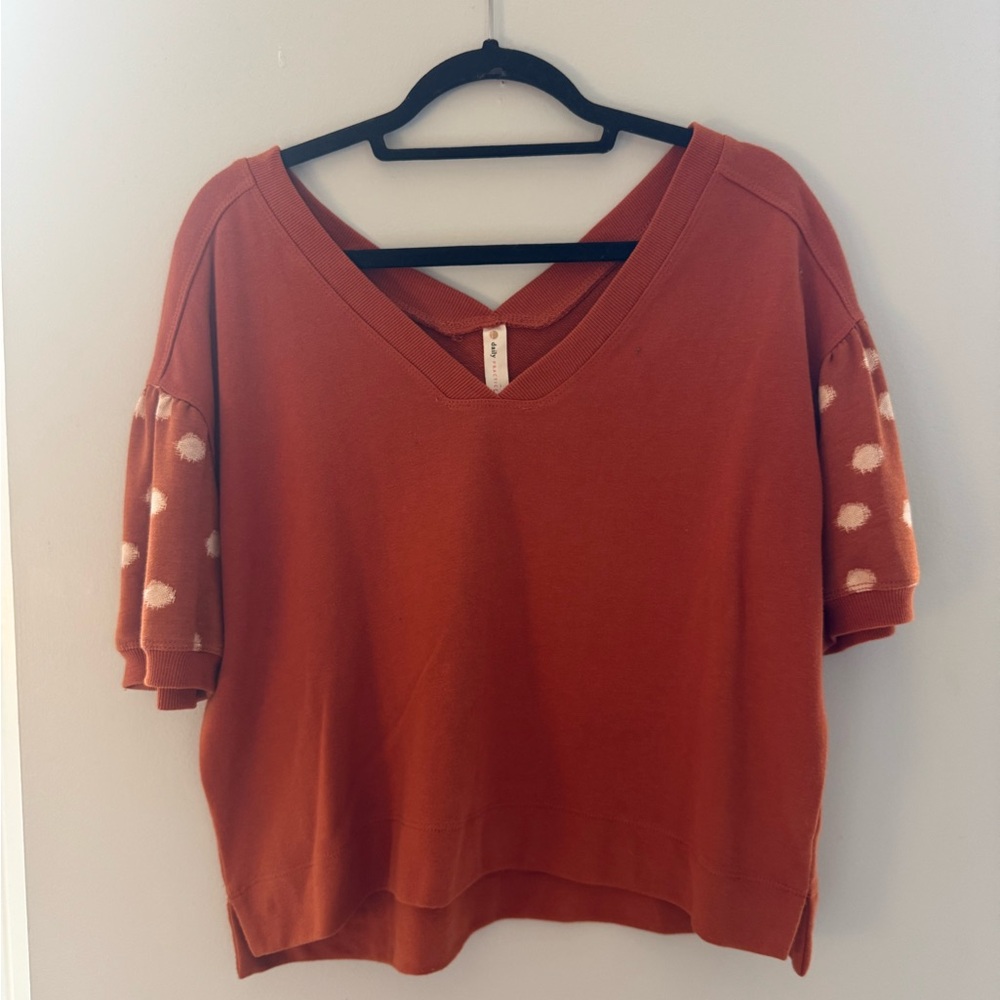 Rust Orange V-Neck Women's Top